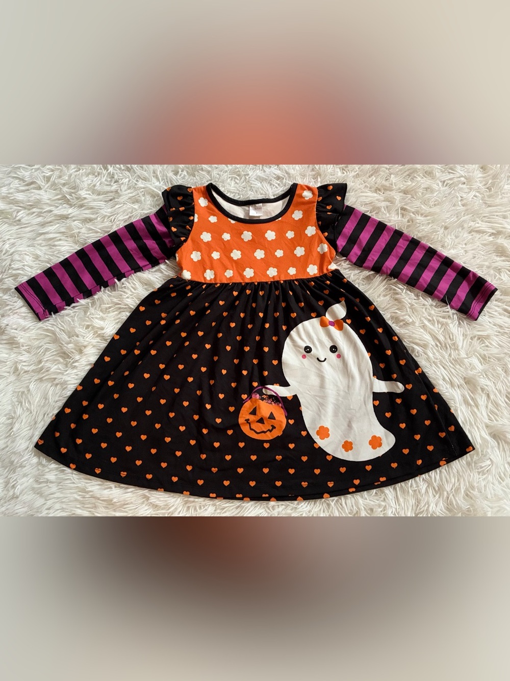 Penelope Plumm Halloween Ghost Trick Or Treat Witch Stripe Heart Pumpkin Dress 3